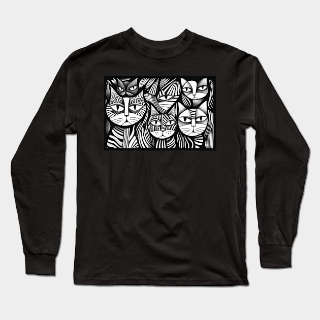 Catkins Monochrome Classics #18 Long Sleeve T-Shirt by OXZO
